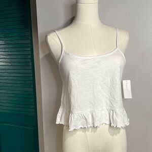 American Eagle NWT white crop tank with lettuce hem XS